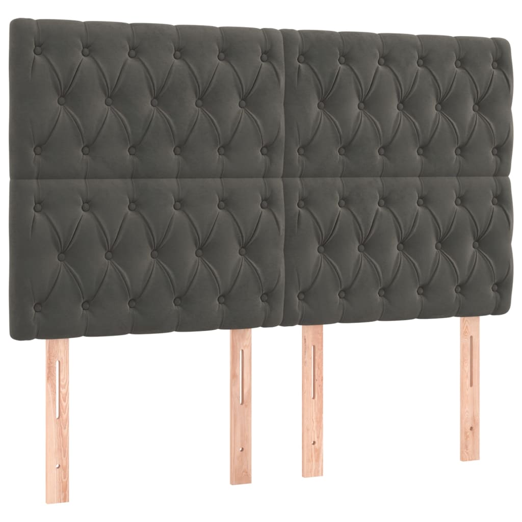 vidaXL Tăblii de pat, 4 buc, gri închis, 80x7x78/88 cm, catifea vidaXL Tăblii de pat, 4 buc, gri închis, 80x7x78/88 cm, catifea