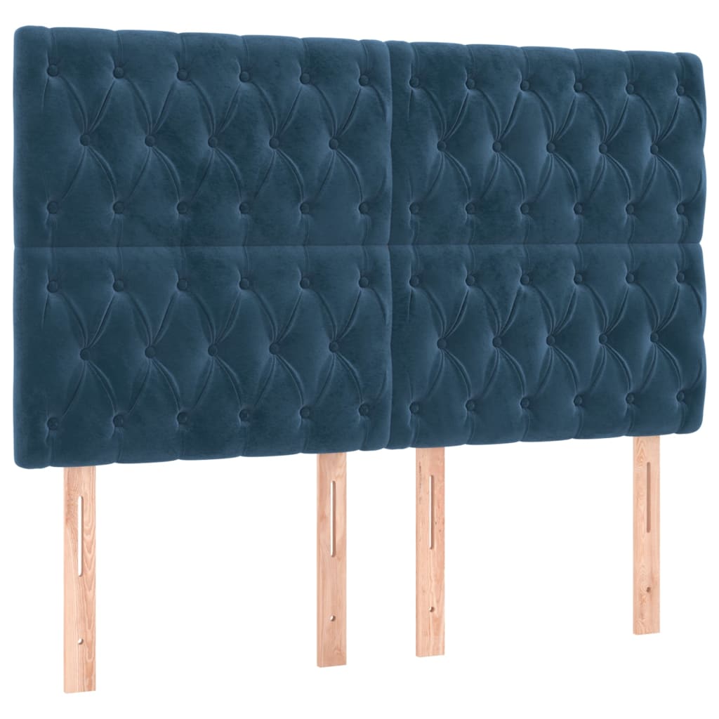 vidaXL Tăblii de pat, 4 buc, albastru închis, 80x7x78/88 cm, catifea vidaXL Tăblii de pat, 4 buc, albastru închis, 80x7x78/88 cm, catifea