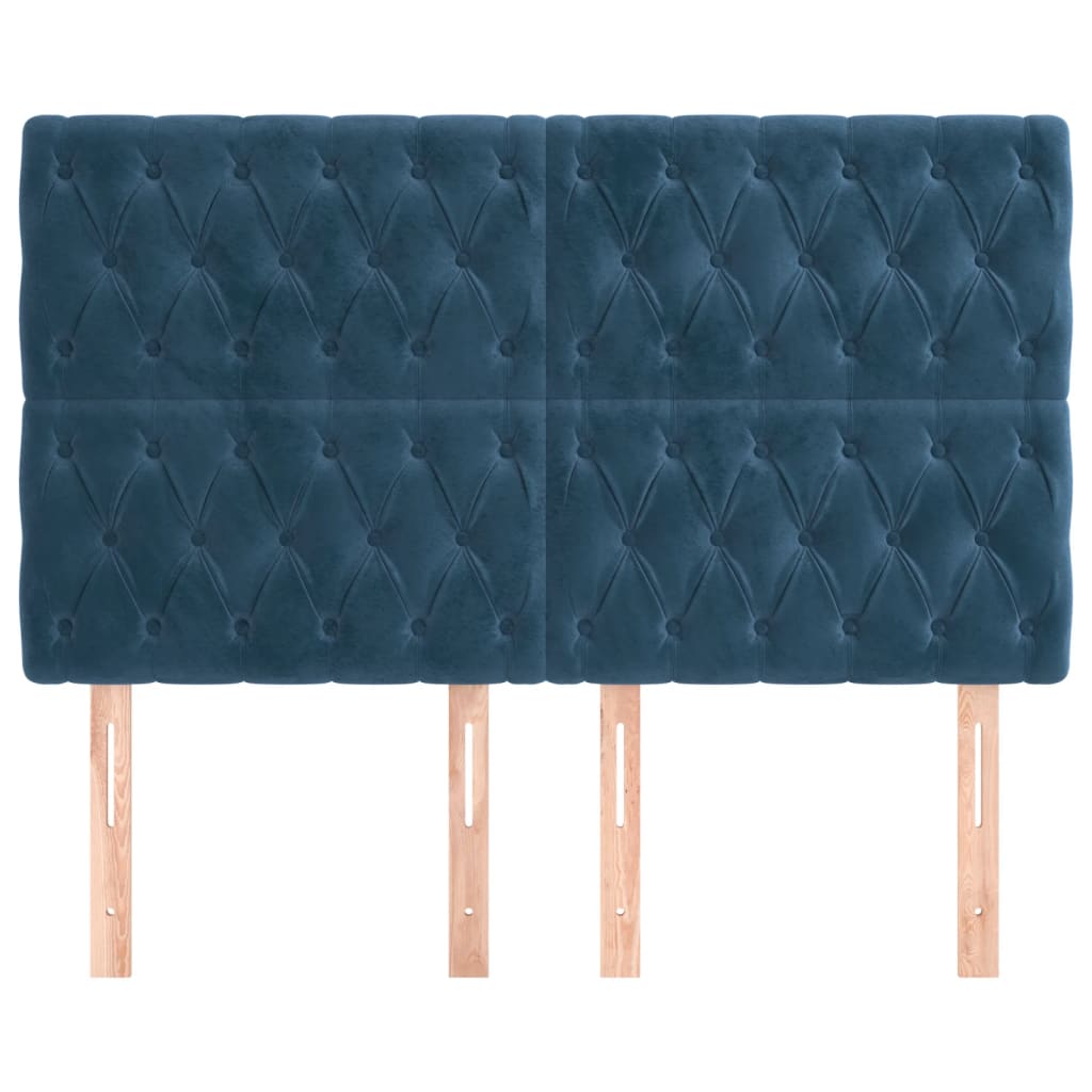 vidaXL Tăblii de pat, 4 buc, albastru închis, 80x7x78/88 cm, catifea vidaXL Tăblii de pat, 4 buc, albastru închis, 80x7x78/88 cm, catifea