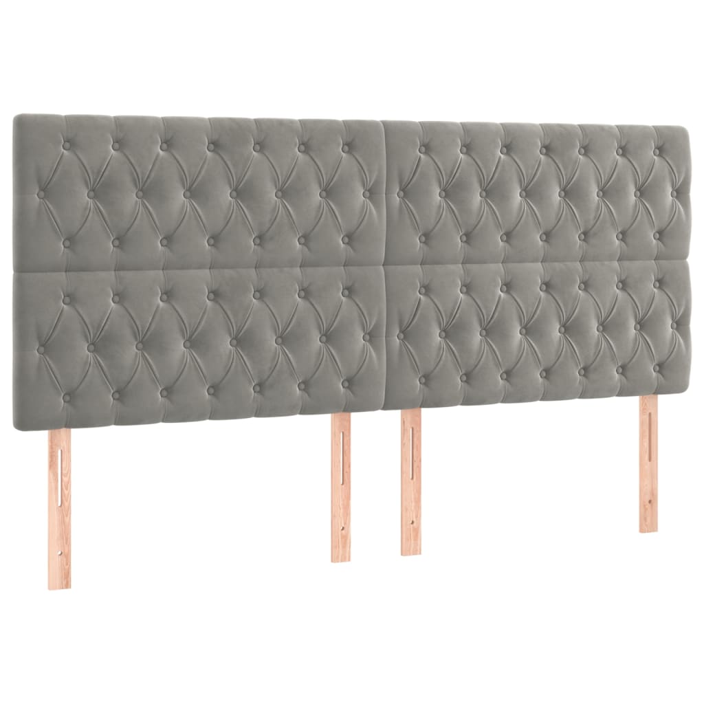 vidaXL Tăblii de pat, 4 buc, gri deschis, 90x7x78/88 cm, catifea vidaXL Tăblii de pat, 4 buc, gri deschis, 90x7x78/88 cm, catifea