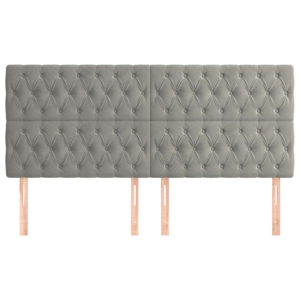 vidaXL Tăblii de pat, 4 buc, gri deschis, 90x7x78/88 cm, catifea vidaXL Tăblii de pat, 4 buc, gri deschis, 90x7x78/88 cm, catifea