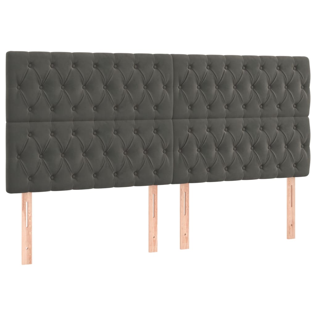 vidaXL Tăblii de pat, 4 buc, gri închis, 90x7x78/88 cm, catifea vidaXL Tăblii de pat, 4 buc, gri închis, 90x7x78/88 cm, catifea