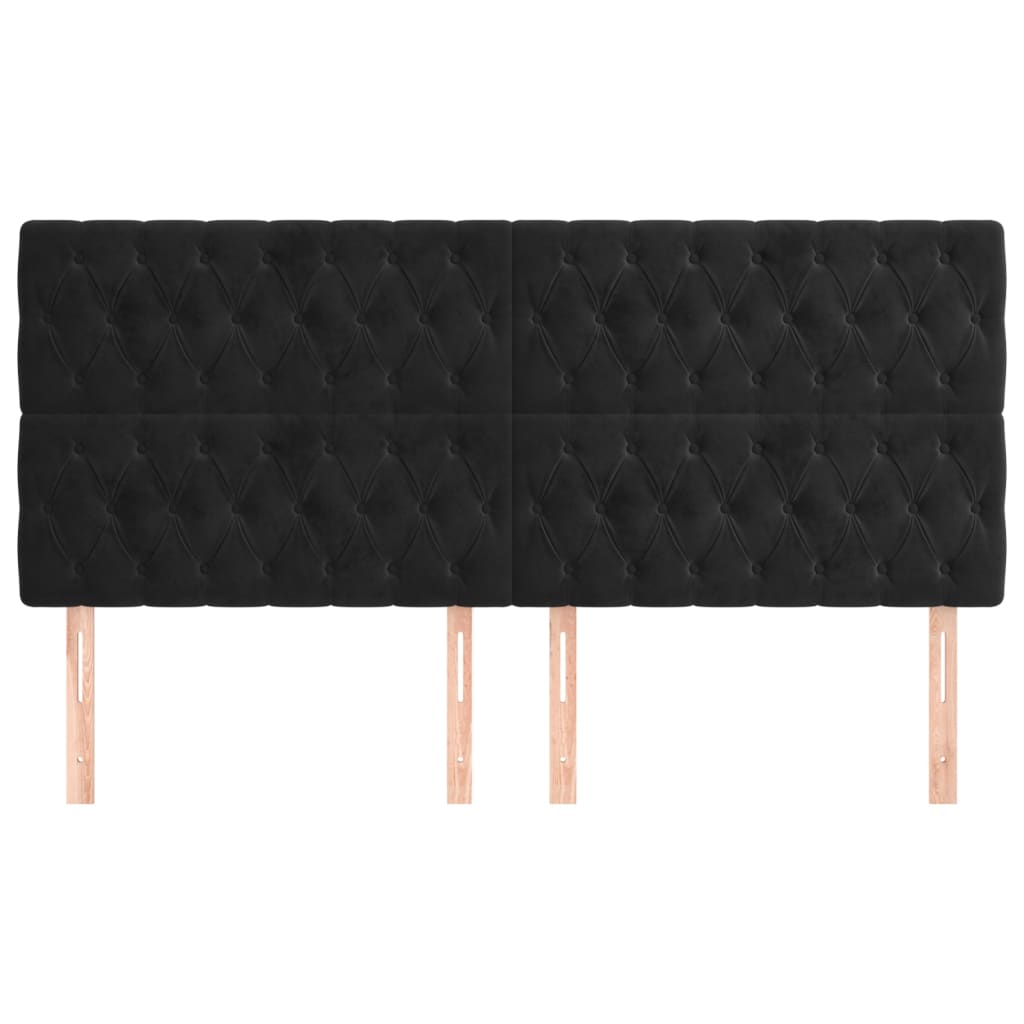 vidaXL Tăblii de pat, 4 buc, negru, 90x7x78/88 cm, catifea vidaXL Tăblii de pat, 4 buc, negru, 90x7x78/88 cm, catifea