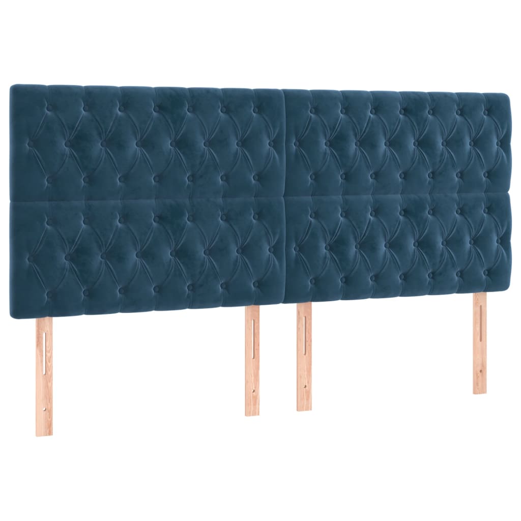 vidaXL Tăblii de pat, 4 buc, albastru închis, 90x7x78/88 cm, catifea vidaXL Tăblii de pat, 4 buc, albastru închis, 90x7x78/88 cm, catifea