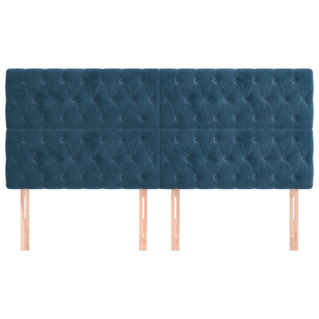 vidaXL Tăblii de pat, 4 buc, albastru închis, 90x7x78/88 cm, catifea vidaXL Tăblii de pat, 4 buc, albastru închis, 90x7x78/88 cm, catifea