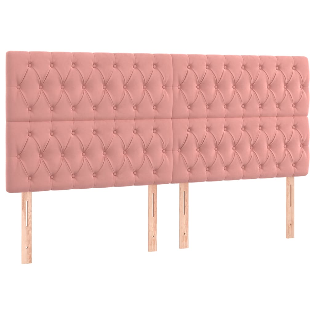 vidaXL Tăblii de pat, 4 buc, roz, 90x7x78/88 cm, catifea vidaXL Tăblii de pat, 4 buc, roz, 90x7x78/88 cm, catifea