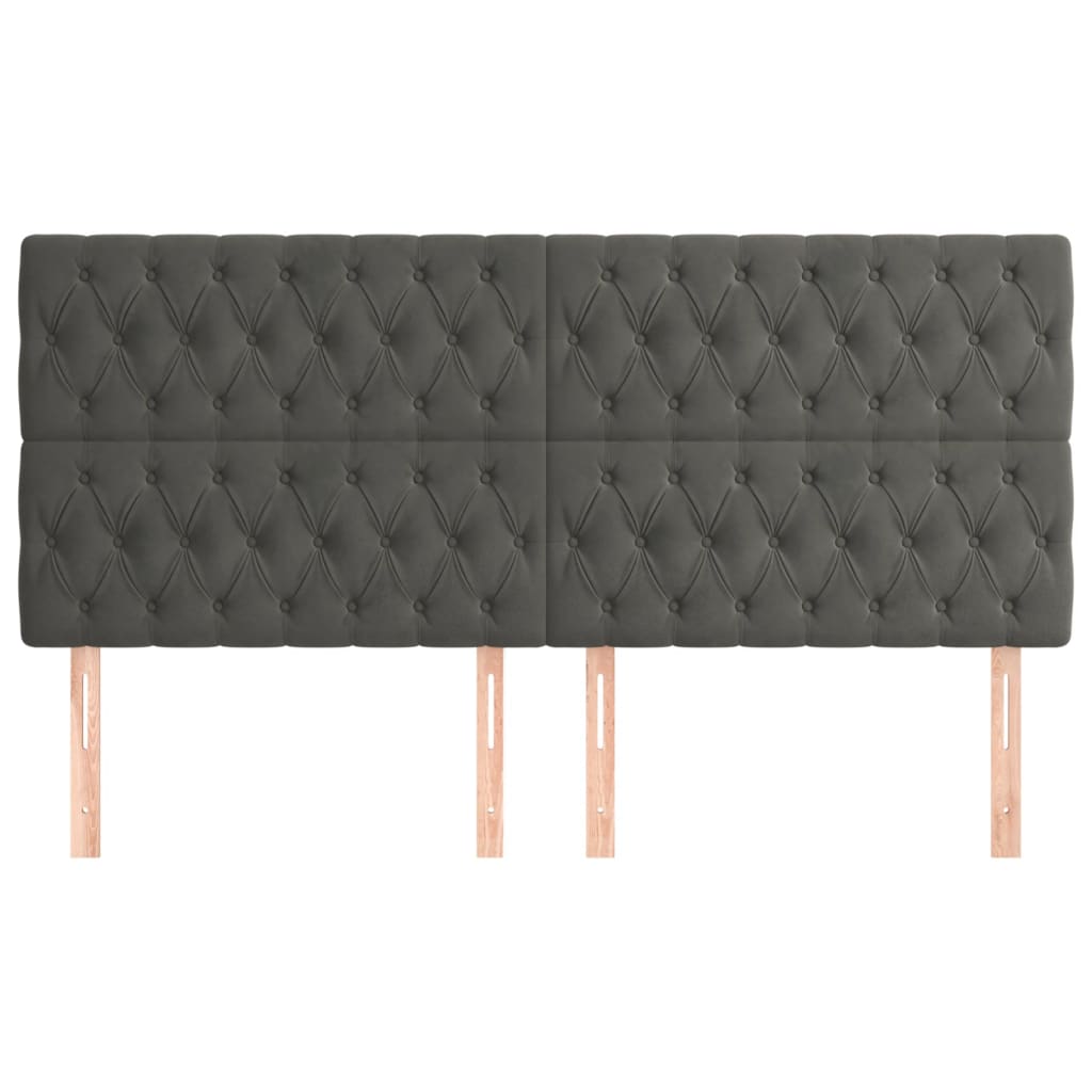 vidaXL Tăblii de pat, 4 buc, gri închis, 100x7x78/88 cm, catifea vidaXL Tăblii de pat, 4 buc, gri închis, 100x7x78/88 cm, catifea