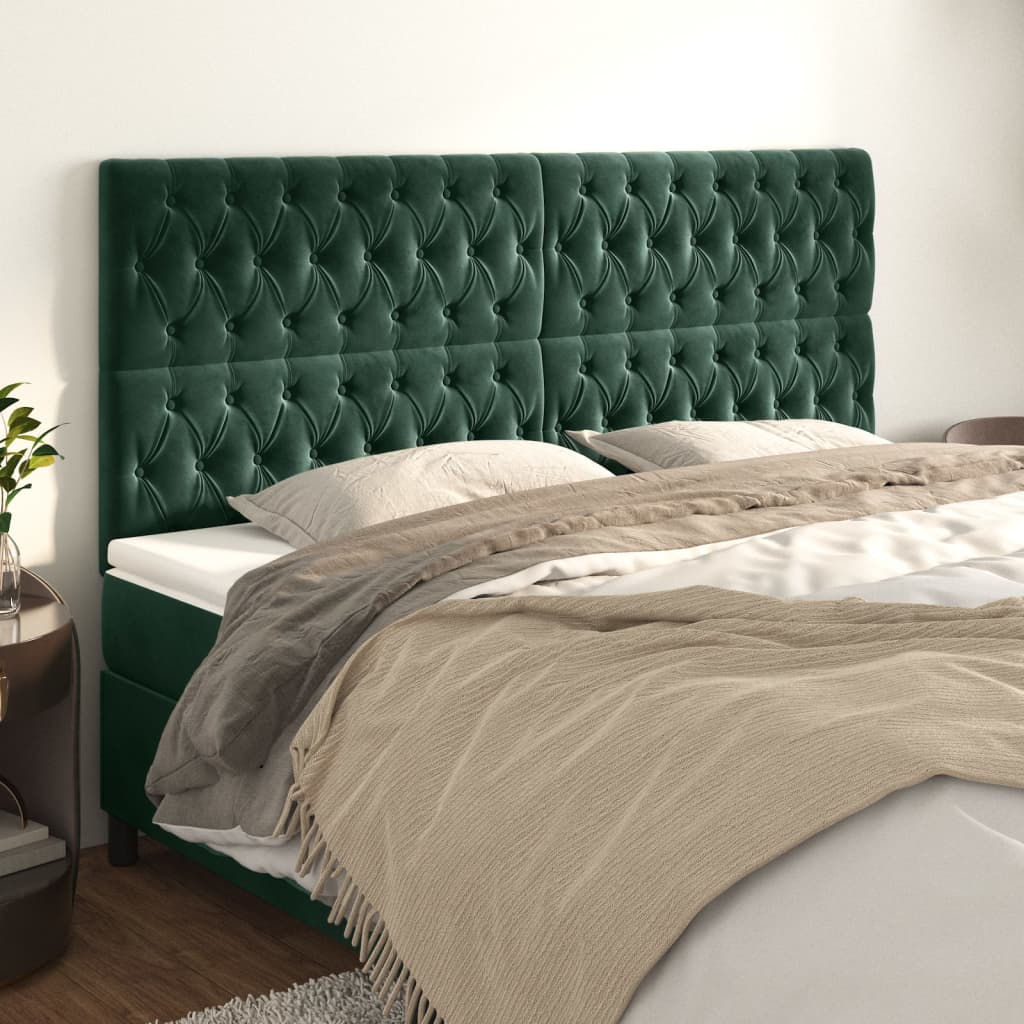 vidaXL Tăblii de pat, 4 buc, verde închis, 100x7x78/88 cm, catifea vidaXL Tăblii de pat, 4 buc, verde închis, 100x7x78/88 cm, catifea