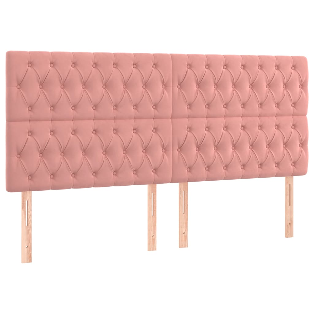 vidaXL Tăblii de pat, 4 buc, roz, 100x7x78/88 cm, catifea vidaXL Tăblii de pat, 4 buc, roz, 100x7x78/88 cm, catifea
