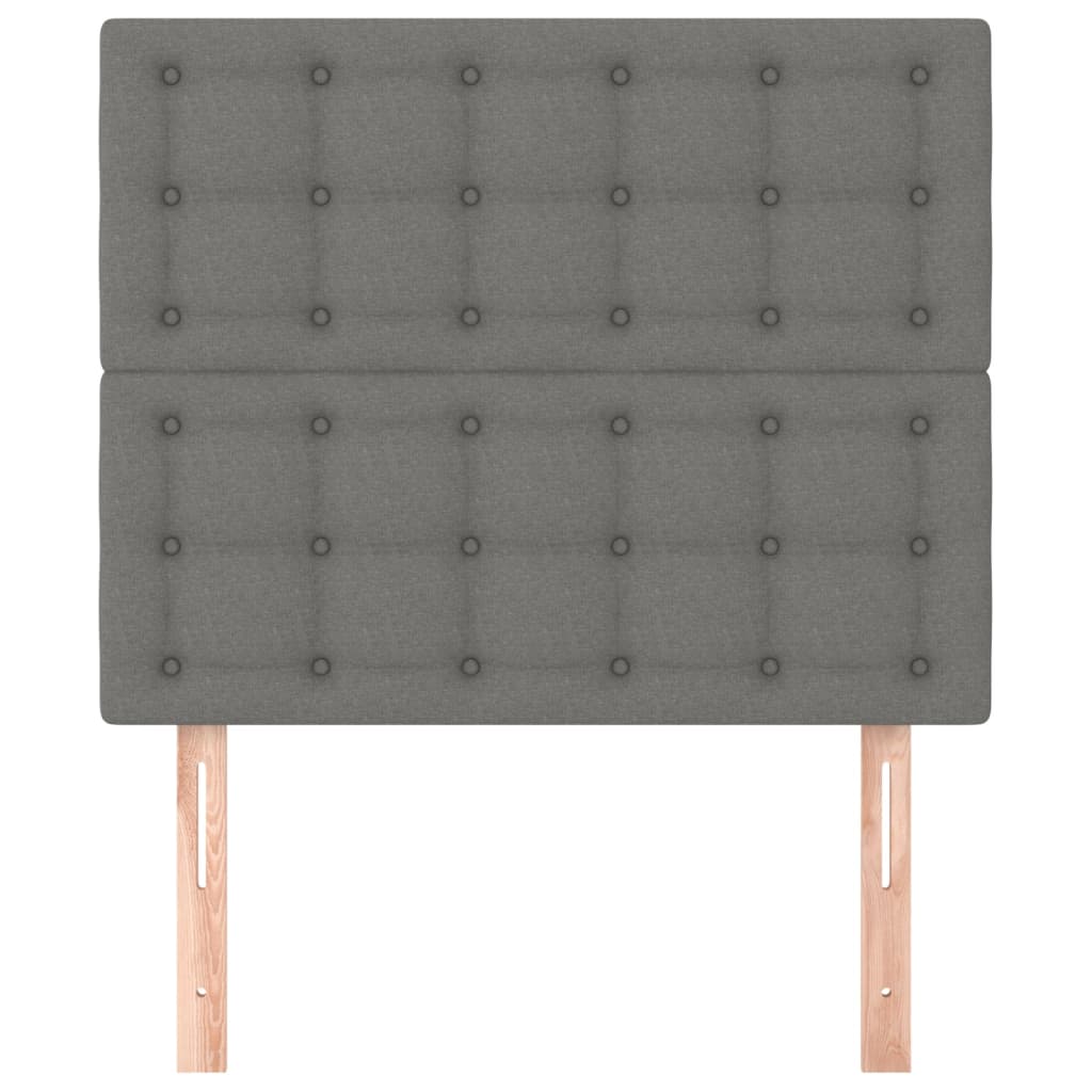 vidaXL Tăblii de pat, 2 buc, gri închis, 100x5x78/88 cm, textil