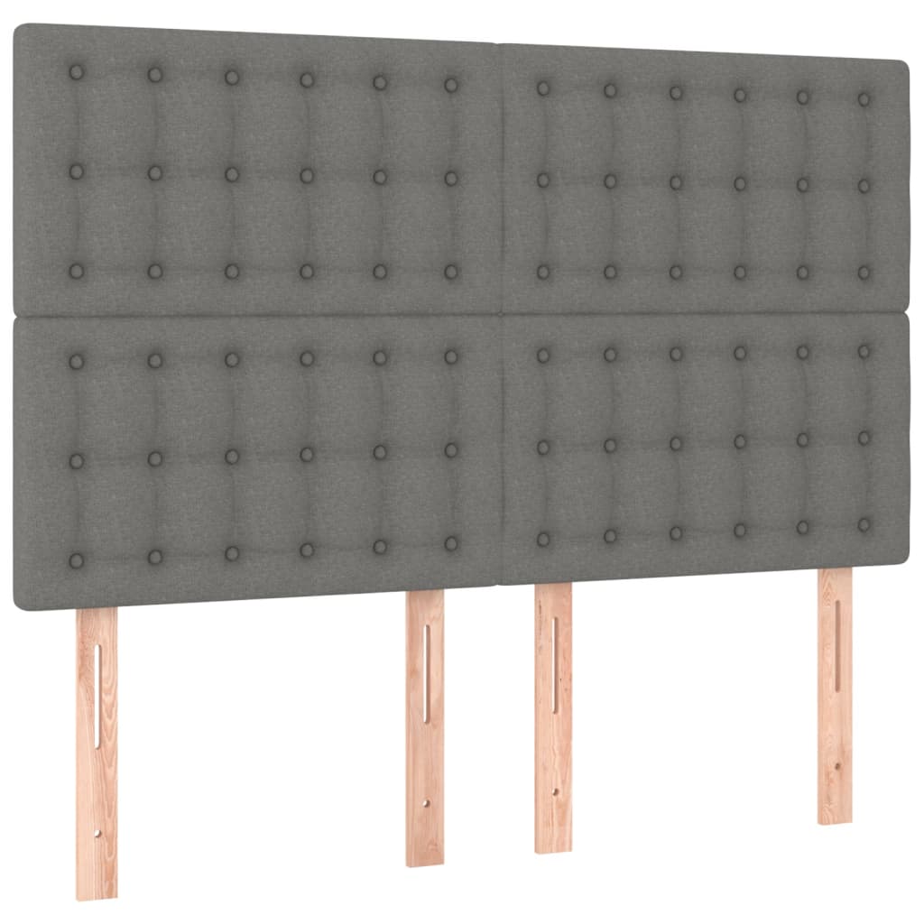 vidaXL Tăblii de pat, 4 buc, gri închis, 72x5x78/88 cm, textil vidaXL Tăblii de pat, 4 buc, gri închis, 72x5x78/88 cm, textil