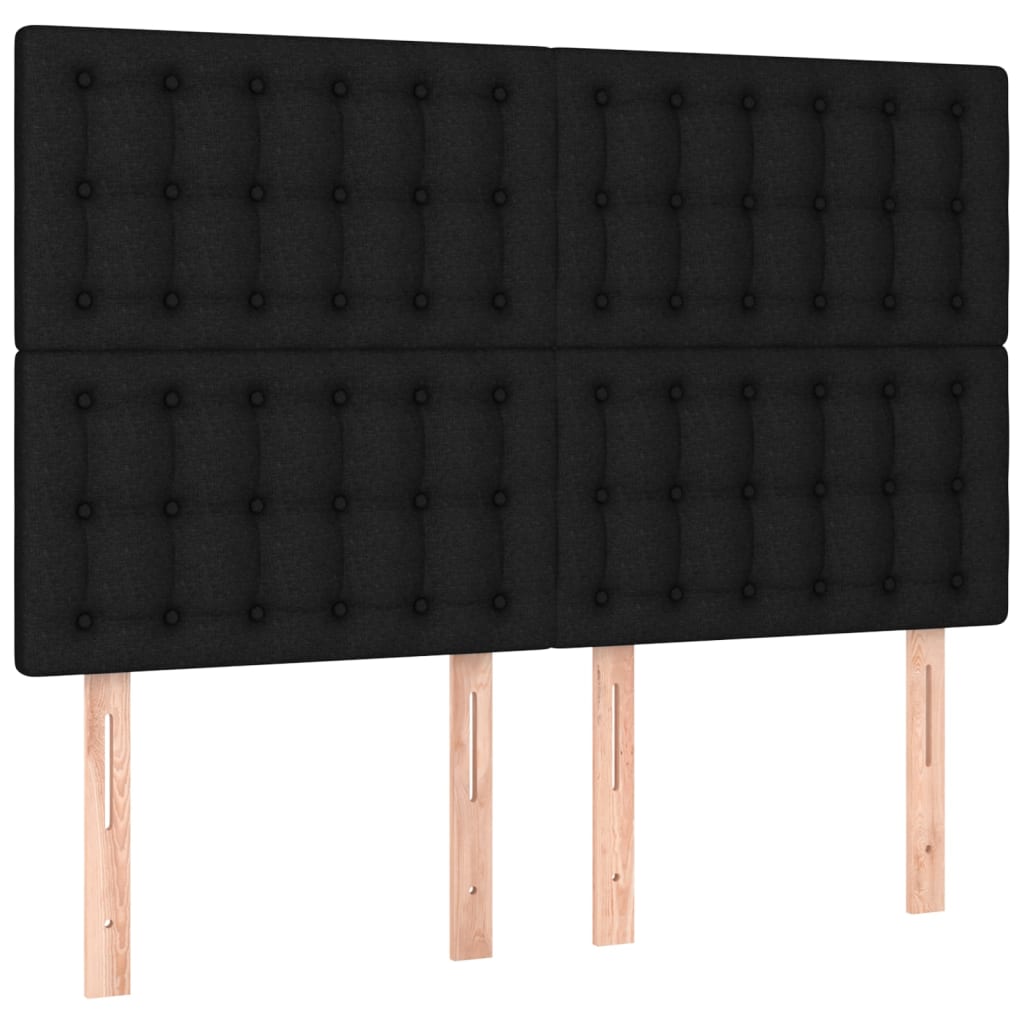 vidaXL Tăblii de pat, 4 buc, negru, 72x5x78/88 cm, textil vidaXL Tăblii de pat, 4 buc, negru, 72x5x78/88 cm, textil