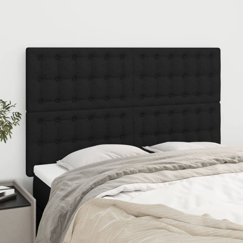 vidaXL Tăblii de pat, 4 buc, negru, 72x5x78/88 cm, textil vidaXL Tăblii de pat, 4 buc, negru, 72x5x78/88 cm, textil