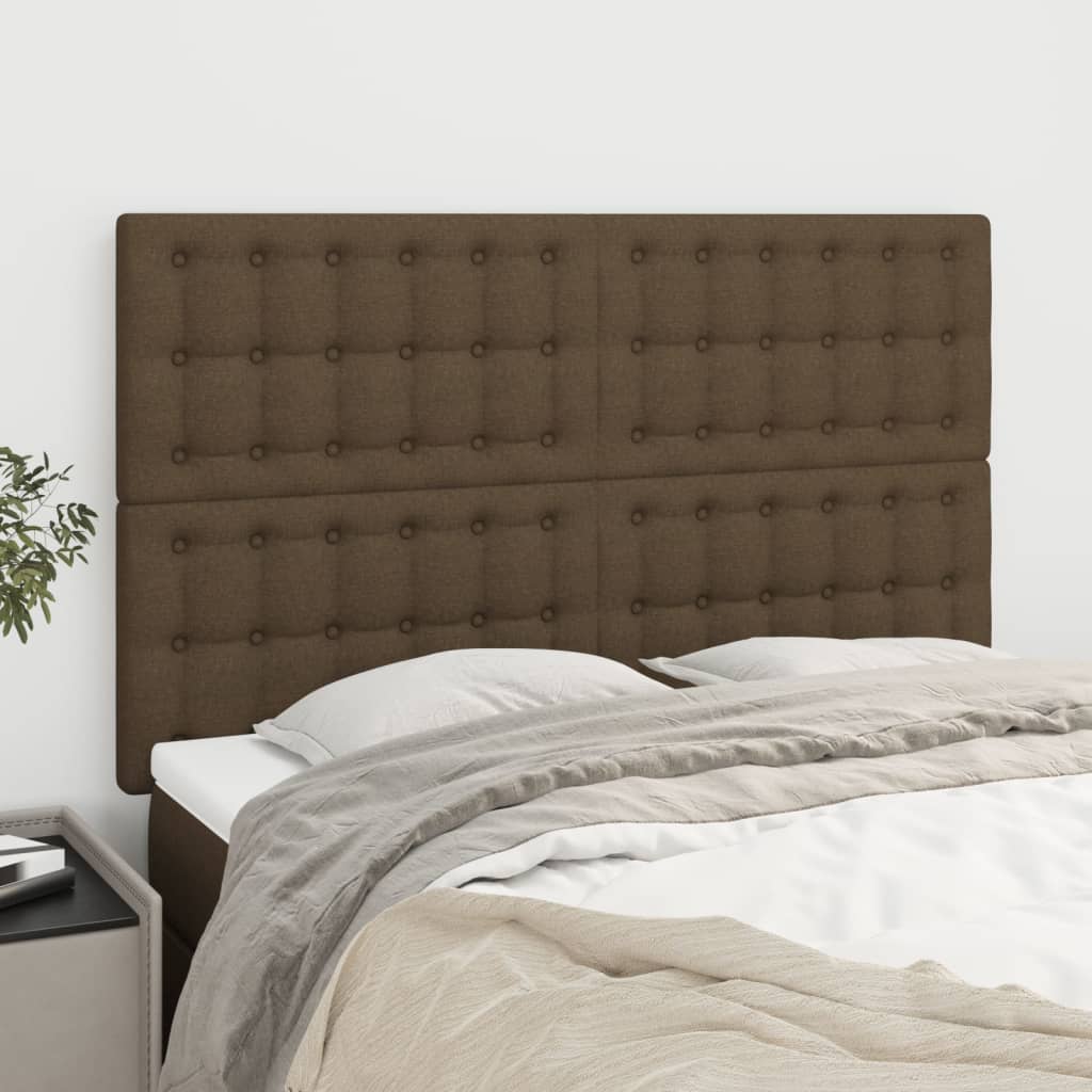vidaXL Tăblii de pat, 4 buc, maro închis, 72x5x78/88 cm, textil vidaXL Tăblii de pat, 4 buc, maro închis, 72x5x78/88 cm, textil
