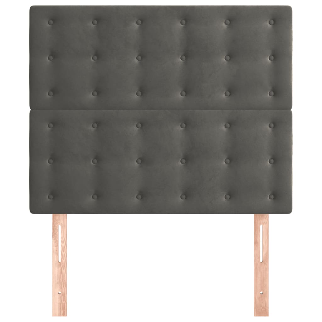 vidaXL Tăblii de pat, 2 buc, gri închis, 80x5x78/88 cm, catifea vidaXL Tăblii de pat, 2 buc, gri închis, 80x5x78/88 cm, catifea