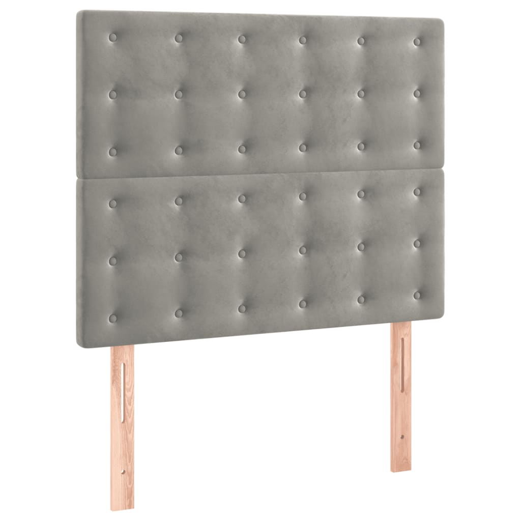 vidaXL Tăblii de pat, 2 buc, gri deschis, 90x5x78/88 cm, catifea