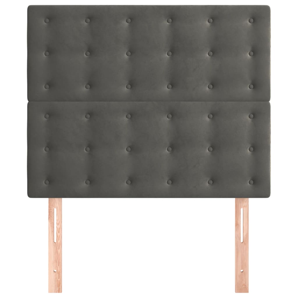 vidaXL Tăblii de pat, 2 buc, gri închis, 90x5x78/88 cm, catifea vidaXL Tăblii de pat, 2 buc, gri închis, 90x5x78/88 cm, catifea