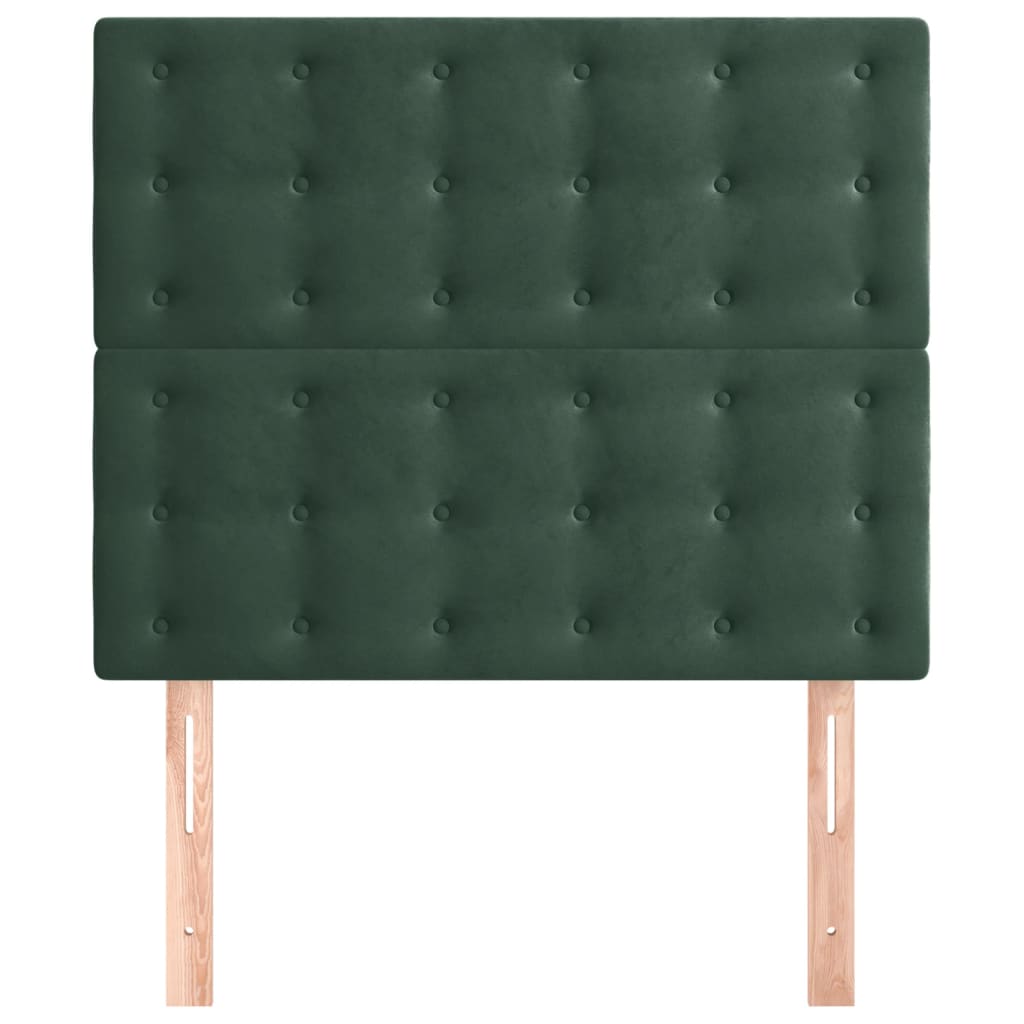vidaXL Tăblii de pat, 2 buc, verde închis, 90x5x78/88 cm, catifea