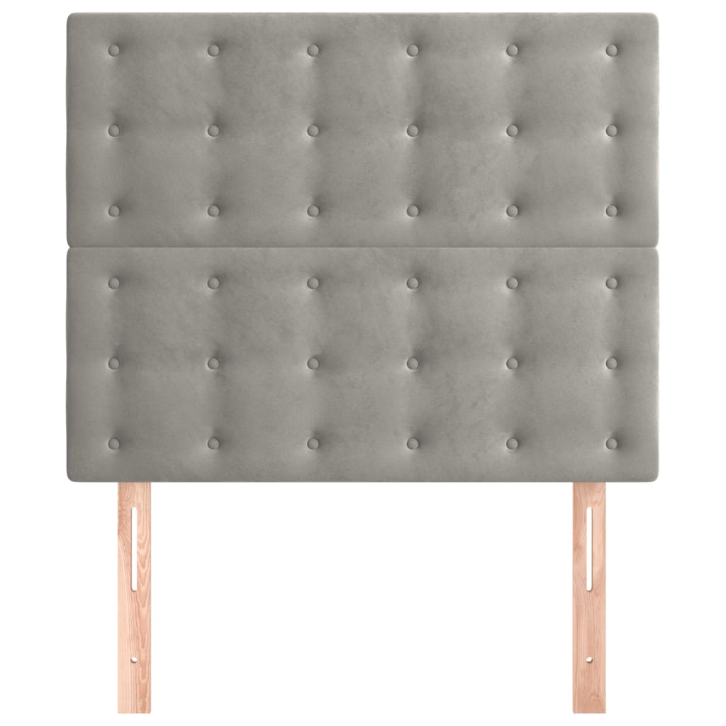 vidaXL Tăblii de pat, 2 buc, gri deschis, 100x5x78/88 cm, catifea vidaXL Tăblii de pat, 2 buc, gri deschis, 100x5x78/88 cm, catifea