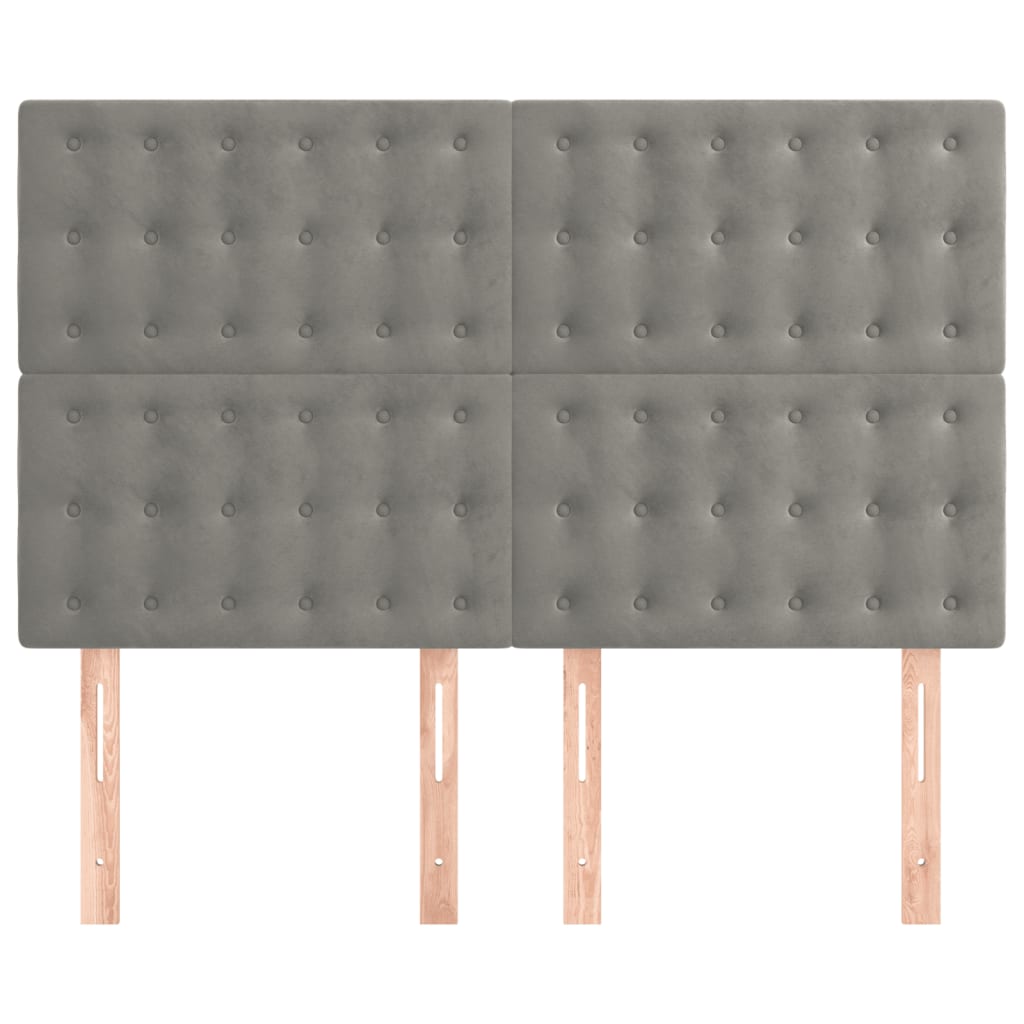 vidaXL Tăblii de pat, 4 buc, gri deschis, 72x5x78/88 cm, catifea vidaXL Tăblii de pat, 4 buc, gri deschis, 72x5x78/88 cm, catifea