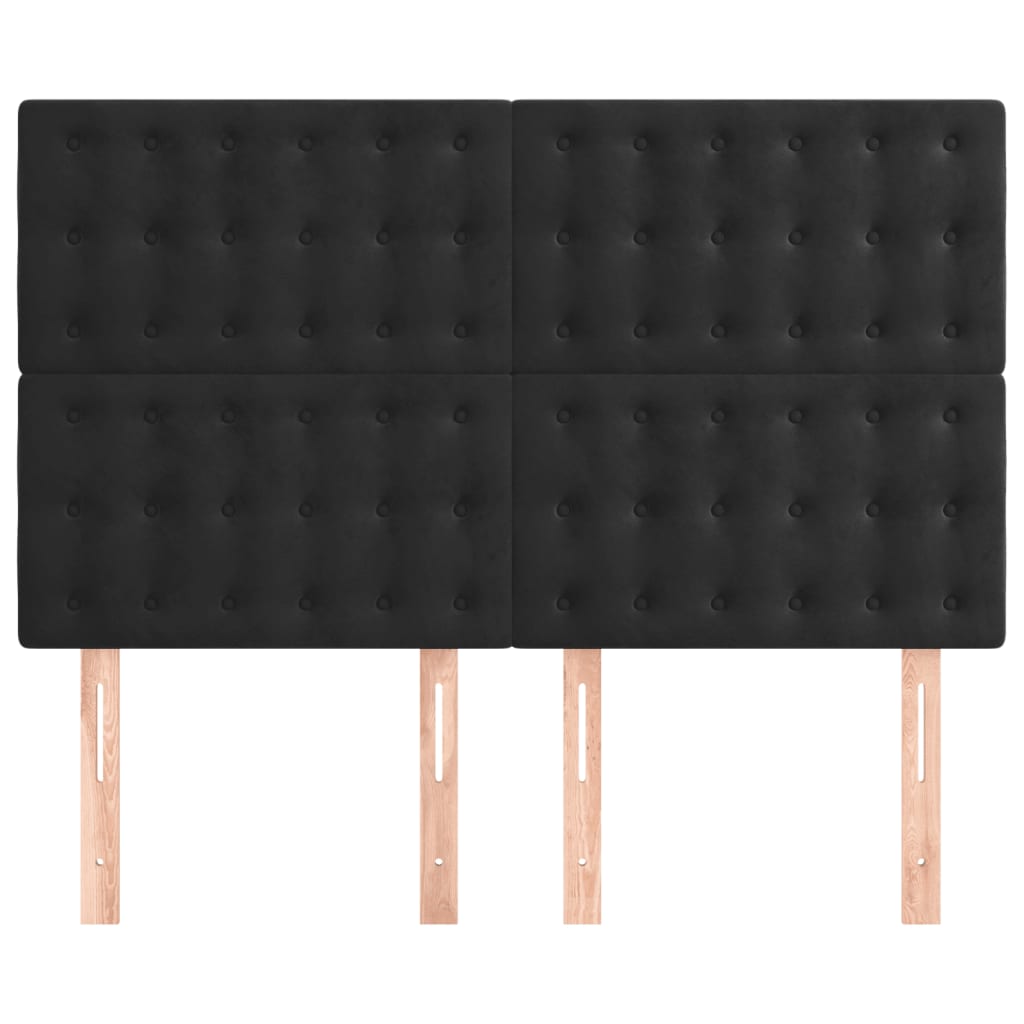 vidaXL Tăblii de pat, 4 buc, negru, 72x5x78/88 cm, catifea vidaXL Tăblii de pat, 4 buc, negru, 72x5x78/88 cm, catifea