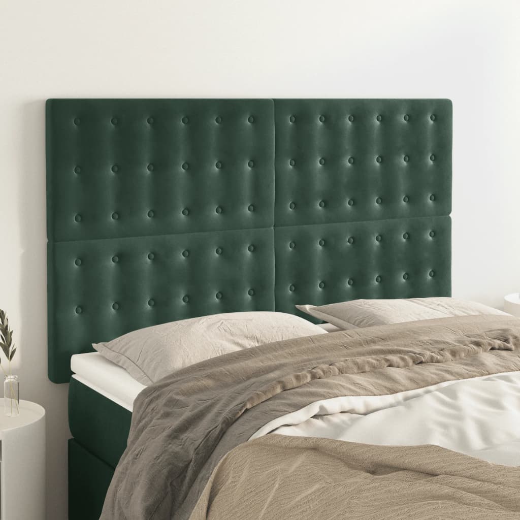 vidaXL Tăblii de pat, 4 buc, verde închis, 72x5x78/88 cm, catifea vidaXL Tăblii de pat, 4 buc, verde închis, 72x5x78/88 cm, catifea