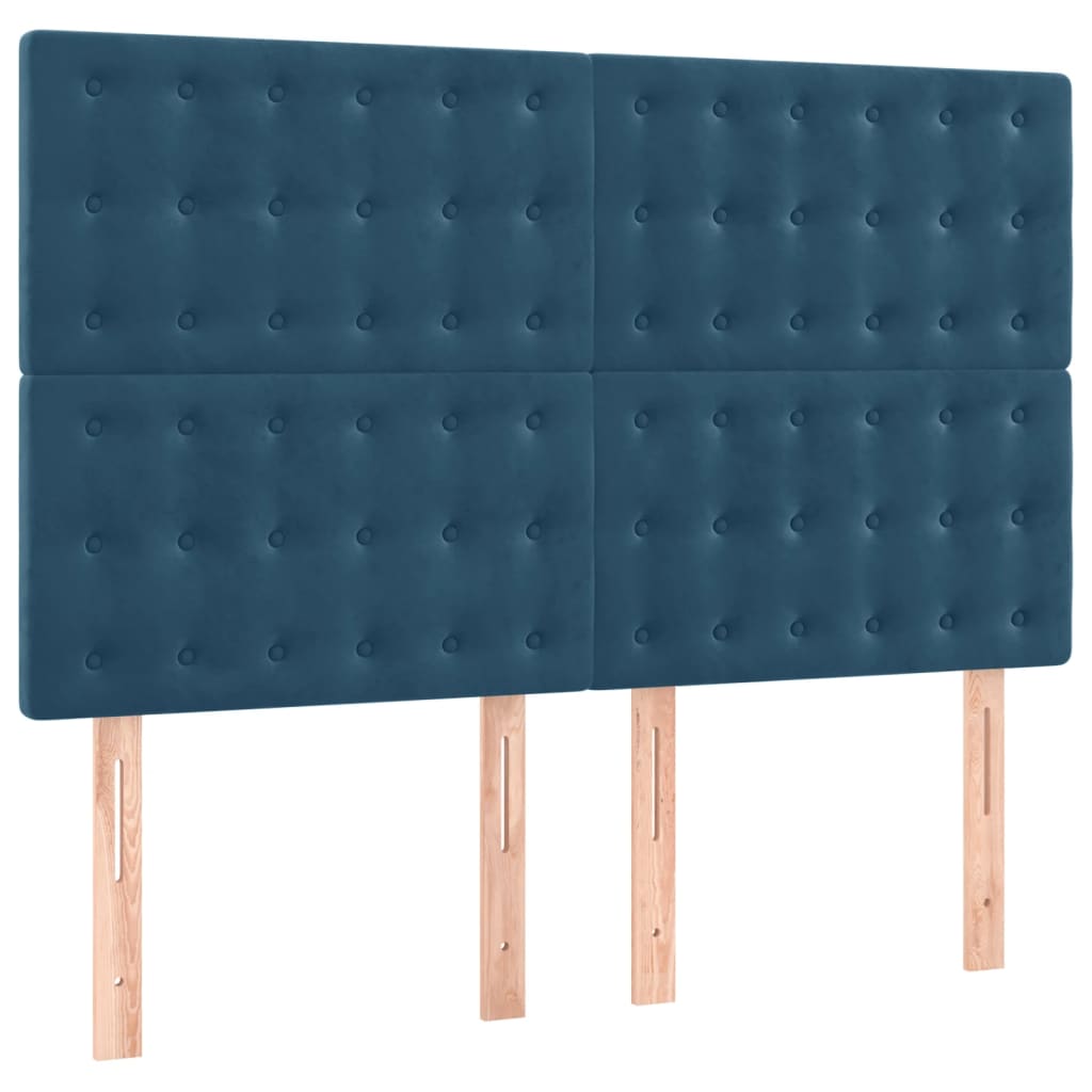 vidaXL Tăblii de pat, 4 buc, albastru închis, 72x5x78/88 cm, catifea vidaXL Tăblii de pat, 4 buc, albastru închis, 72x5x78/88 cm, catifea