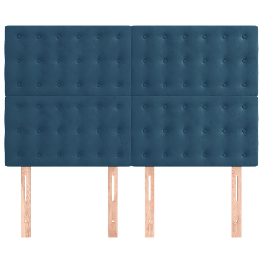 vidaXL Tăblii de pat, 4 buc, albastru închis, 72x5x78/88 cm, catifea vidaXL Tăblii de pat, 4 buc, albastru închis, 72x5x78/88 cm, catifea