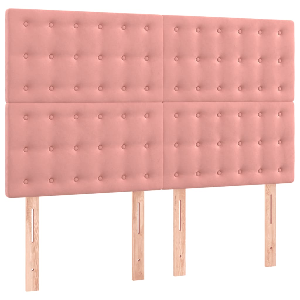 vidaXL Tăblii de pat, 4 buc, roz, 72x5x78/88 cm, catifea vidaXL Tăblii de pat, 4 buc, roz, 72x5x78/88 cm, catifea