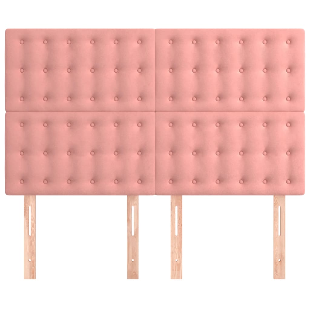 vidaXL Tăblii de pat, 4 buc, roz, 72x5x78/88 cm, catifea vidaXL Tăblii de pat, 4 buc, roz, 72x5x78/88 cm, catifea
