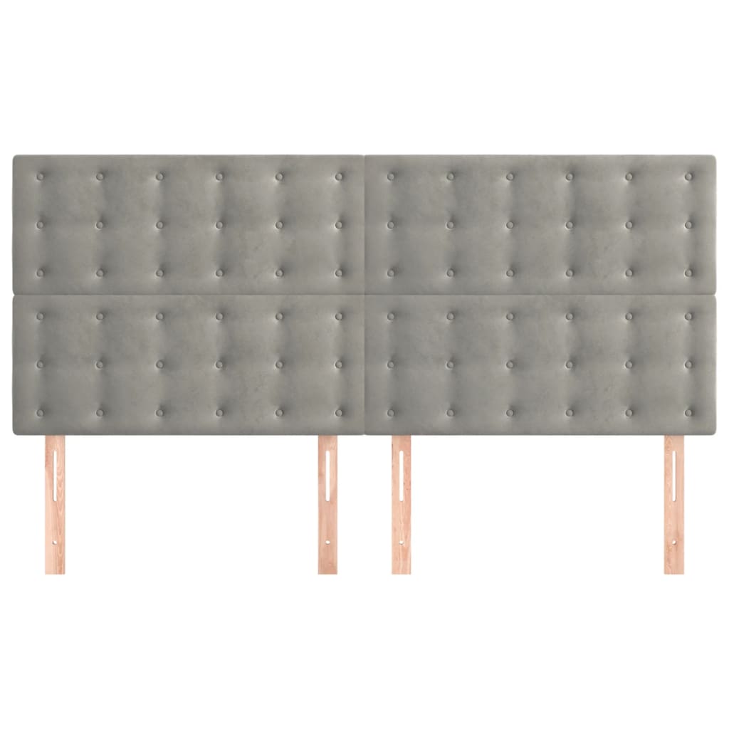 vidaXL Tăblii de pat, 4 buc, gri deschis, 80x5x78/88 cm, catifea vidaXL Tăblii de pat, 4 buc, gri deschis, 80x5x78/88 cm, catifea