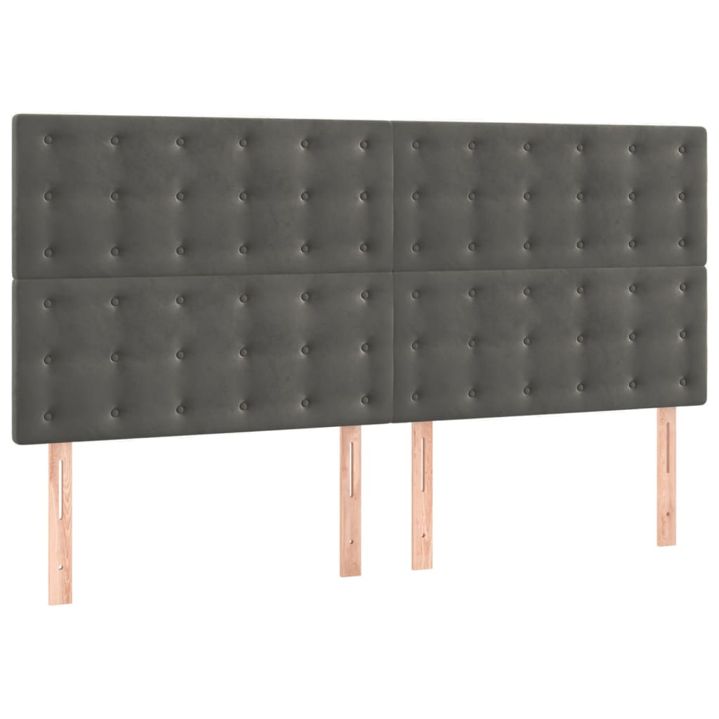 vidaXL Tăblii de pat, 4 buc, gri închis, 80x5x78/88 cm, catifea vidaXL Tăblii de pat, 4 buc, gri închis, 80x5x78/88 cm, catifea