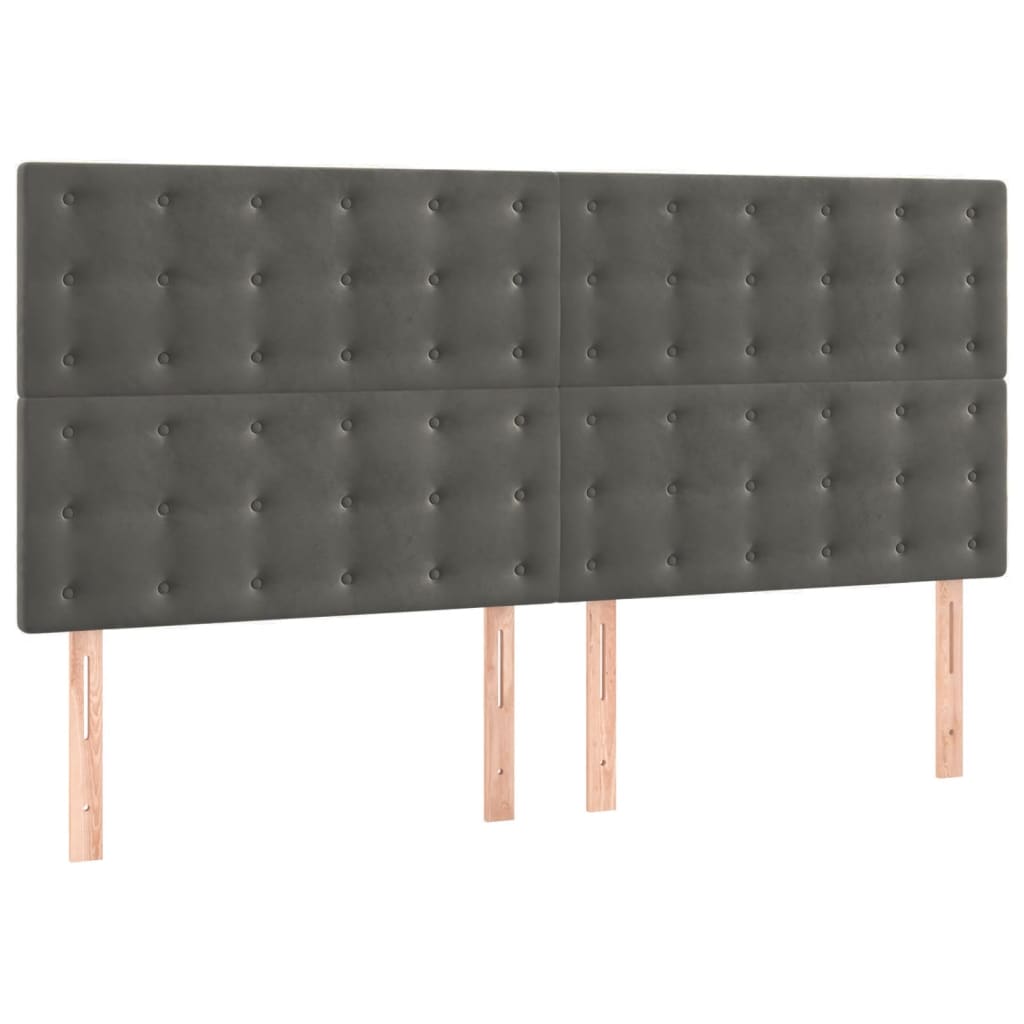 vidaXL Tăblii de pat, 4 buc, gri închis, 90x5x78/88 cm, catifea vidaXL Tăblii de pat, 4 buc, gri închis, 90x5x78/88 cm, catifea