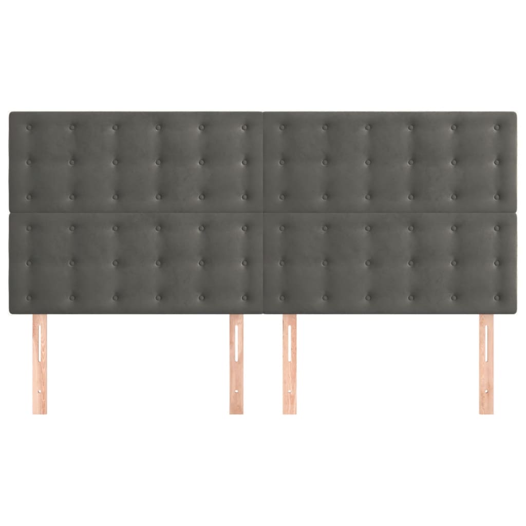 vidaXL Tăblii de pat, 4 buc, gri închis, 90x5x78/88 cm, catifea vidaXL Tăblii de pat, 4 buc, gri închis, 90x5x78/88 cm, catifea