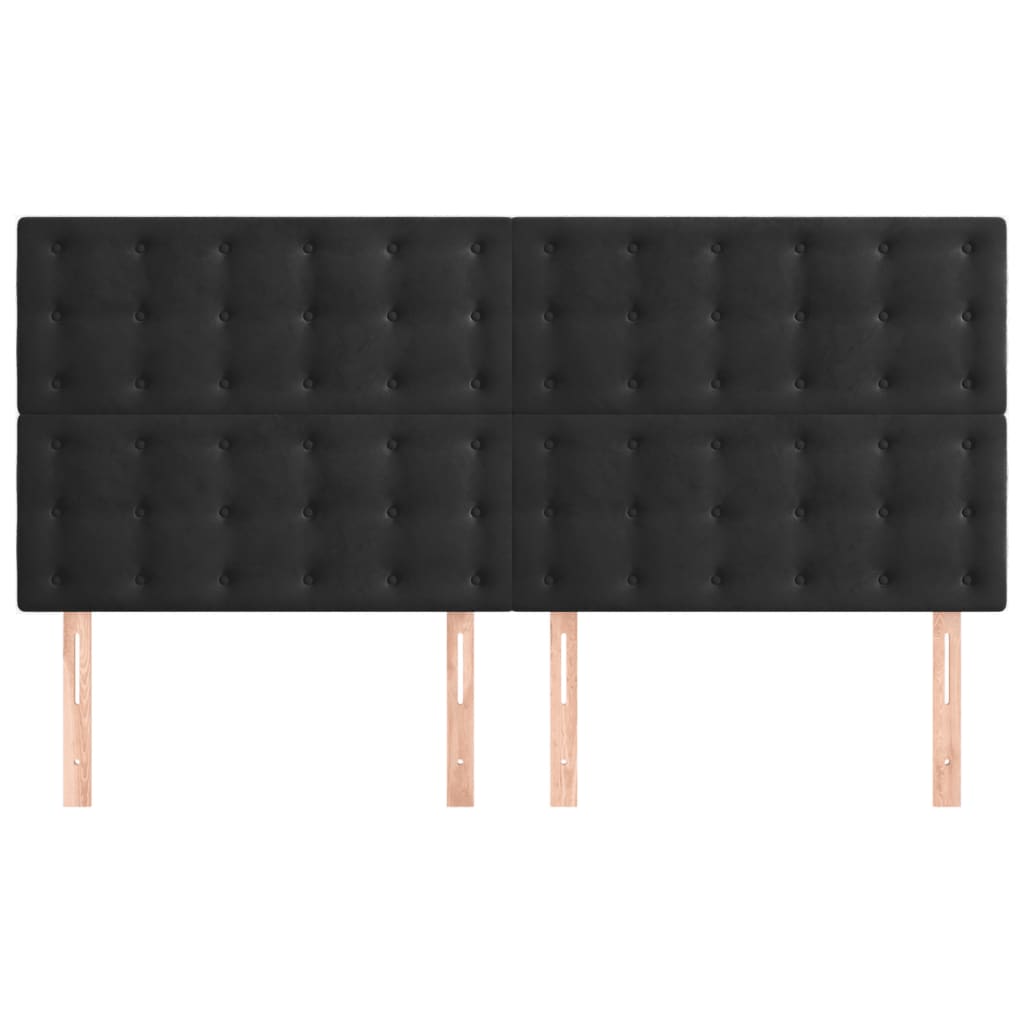 vidaXL Tăblii de pat, 4 buc, negru, 90x5x78/88 cm, catifea vidaXL Tăblii de pat, 4 buc, negru, 90x5x78/88 cm, catifea