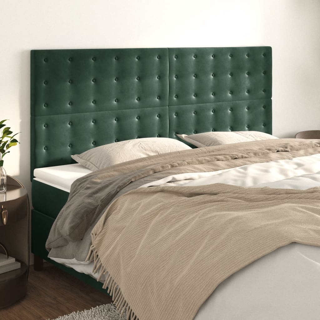 vidaXL Tăblii de pat, 4 buc, verde închis, 90x5x78/88 cm, catifea vidaXL Tăblii de pat, 4 buc, verde închis, 90x5x78/88 cm, catifea