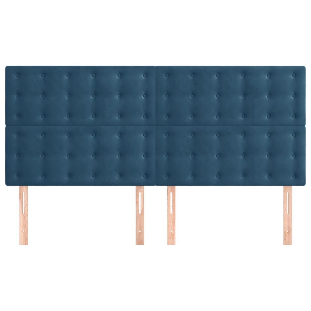 vidaXL Tăblii de pat, 4 buc, albastru închis, 90x5x78/88 cm, catifea vidaXL Tăblii de pat, 4 buc, albastru închis, 90x5x78/88 cm, catifea