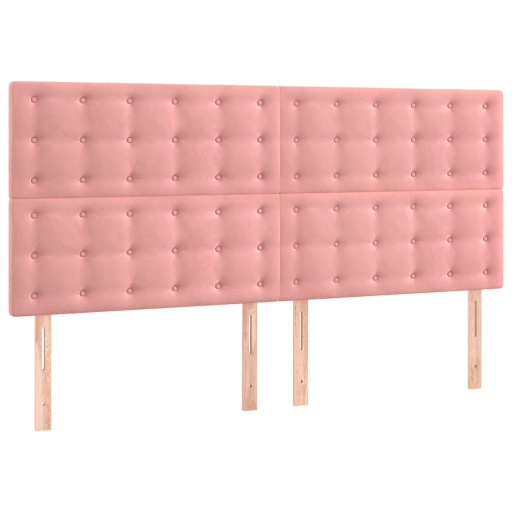 vidaXL Tăblii de pat, 4 buc, roz, 90x5x78/88 cm, catifea vidaXL Tăblii de pat, 4 buc, roz, 90x5x78/88 cm, catifea
