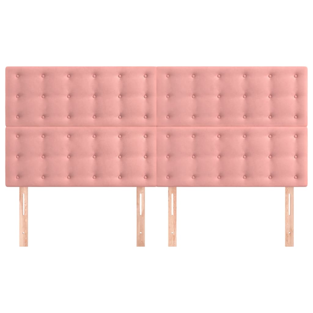 vidaXL Tăblii de pat, 4 buc, roz, 90x5x78/88 cm, catifea vidaXL Tăblii de pat, 4 buc, roz, 90x5x78/88 cm, catifea