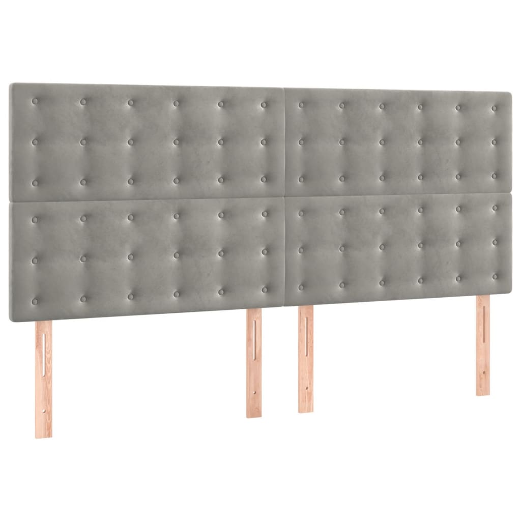 vidaXL Tăblii de pat, 4 buc, gri deschis, 100x5x78/88 cm, catifea vidaXL Tăblii de pat, 4 buc, gri deschis, 100x5x78/88 cm, catifea