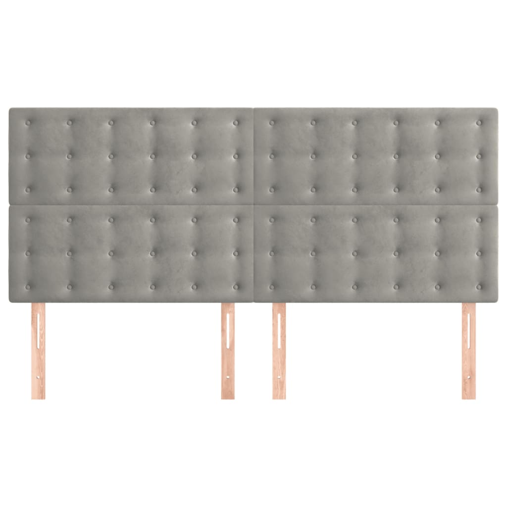 vidaXL Tăblii de pat, 4 buc, gri deschis, 100x5x78/88 cm, catifea vidaXL Tăblii de pat, 4 buc, gri deschis, 100x5x78/88 cm, catifea