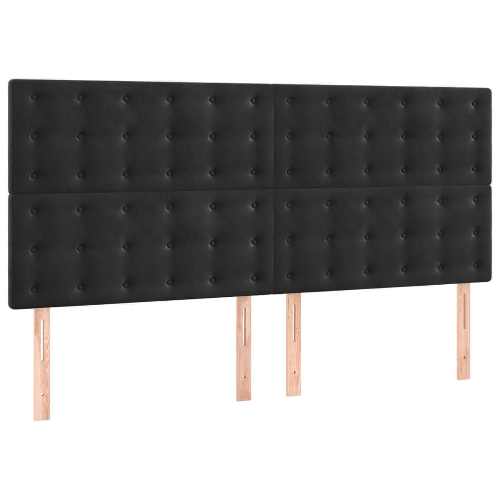 vidaXL Tăblii de pat, 4 buc, negru, 100x5x78/88 cm, catifea vidaXL Tăblii de pat, 4 buc, negru, 100x5x78/88 cm, catifea
