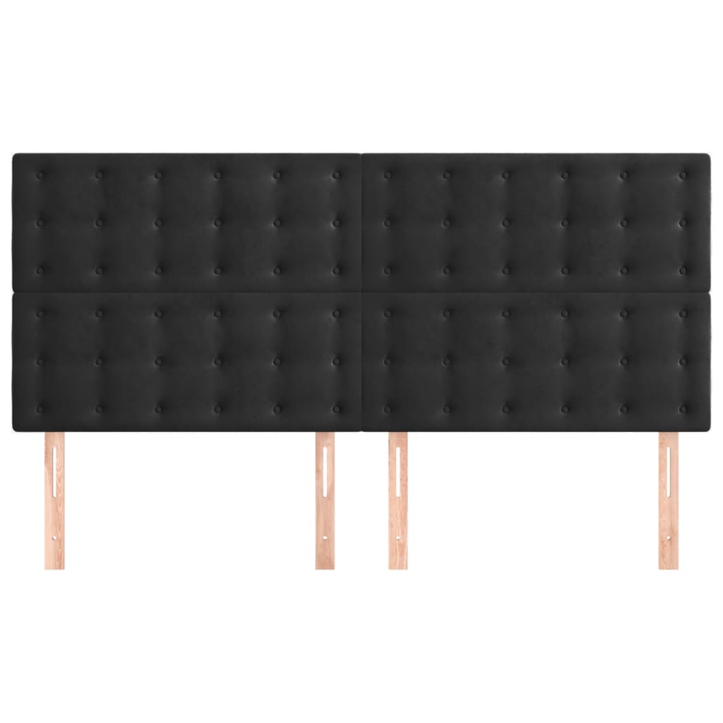 vidaXL Tăblii de pat, 4 buc, negru, 100x5x78/88 cm, catifea vidaXL Tăblii de pat, 4 buc, negru, 100x5x78/88 cm, catifea