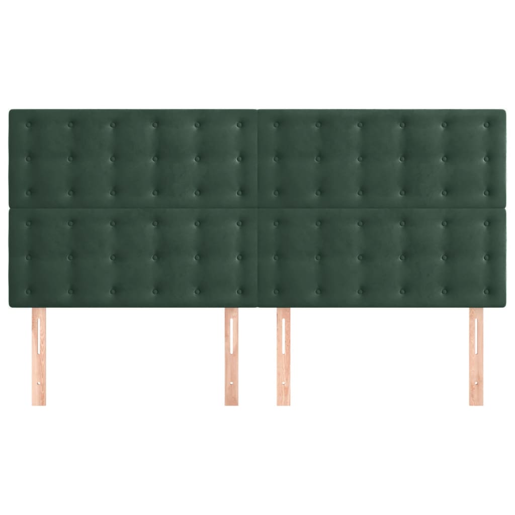 vidaXL Tăblii de pat, 4 buc, verde închis, 100x5x78/88 cm, catifea vidaXL Tăblii de pat, 4 buc, verde închis, 100x5x78/88 cm, catifea