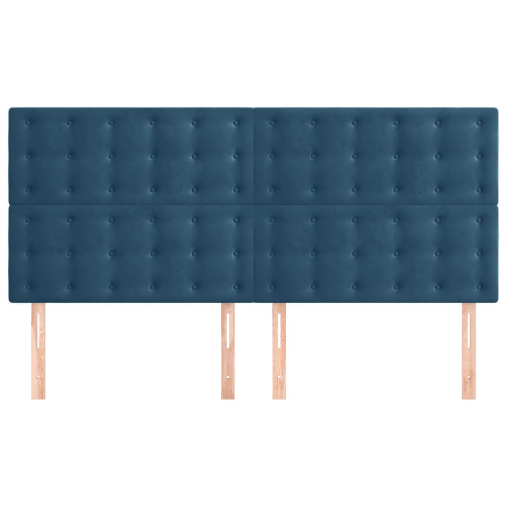 vidaXL Tăblii de pat, 4 buc, albastru închis, 100x5x78/88 cm, catifea vidaXL Tăblii de pat, 4 buc, albastru închis, 100x5x78/88 cm, catifea