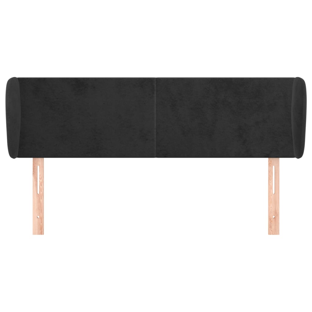 vidaXL Tăblie de pat cu aripioare negru 147x23x78/88 cm catifea vidaXL Tăblie de pat cu aripioare negru 147x23x78/88 cm catifea
