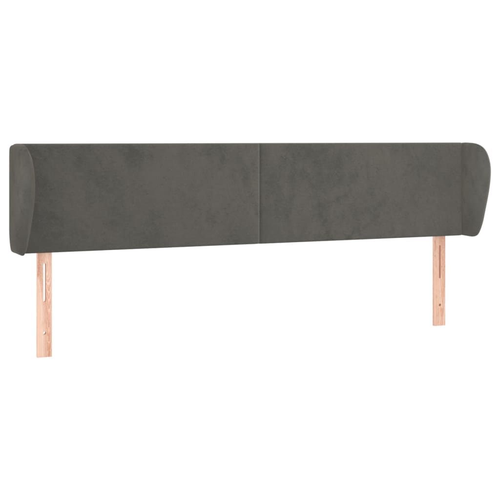 vidaXL Tăblie de pat cu aripioare gri închis 163x23x78/88 cm catifea vidaXL Tăblie de pat cu aripioare gri închis 163x23x78/88 cm catifea