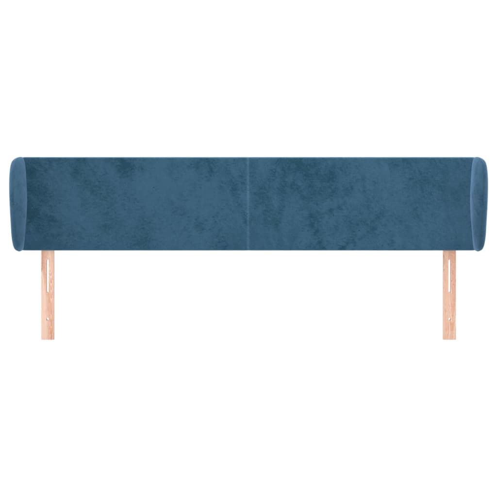 vidaXL Tăblie pat cu aripioare albastru închis 203x23x78/88 cm catifea