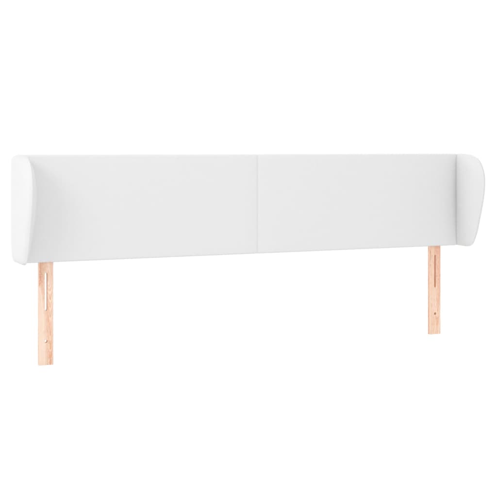 vidaXL Tăblie de pat cu aripioare alb 203x23x78/88 cm piele ecologică vidaXL Tăblie de pat cu aripioare alb 203x23x78/88 cm piele ecologică