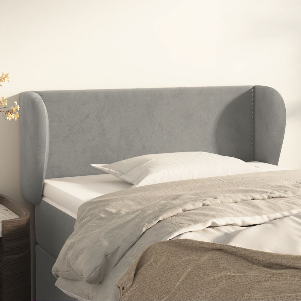 vidaXL Tăblie de pat cu aripioare gri deschis 93x23x78/88 cm catifea